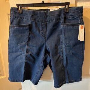Westbound 18W Dark Blue Bermuda Jean Shorts The Park Avenue Fit w/11 Inch Inseam